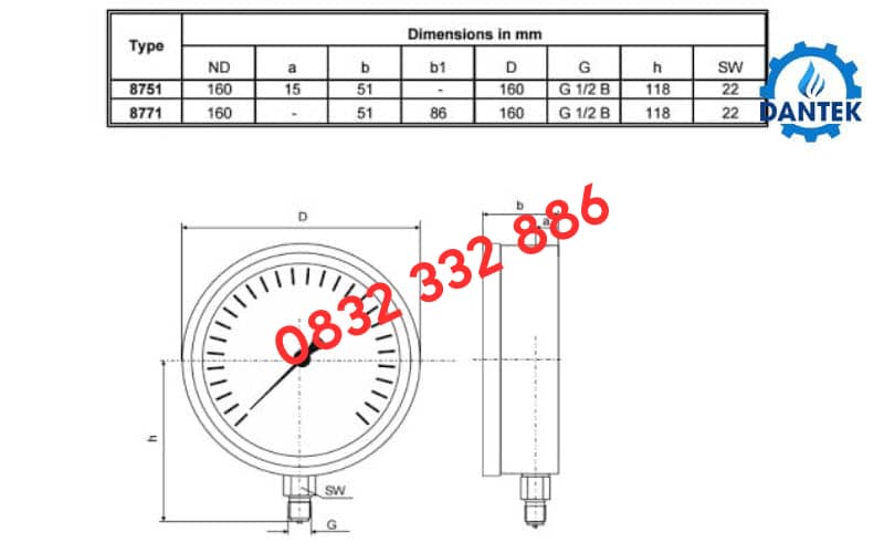 Đồng hồ đo áp suất Unijin P252
